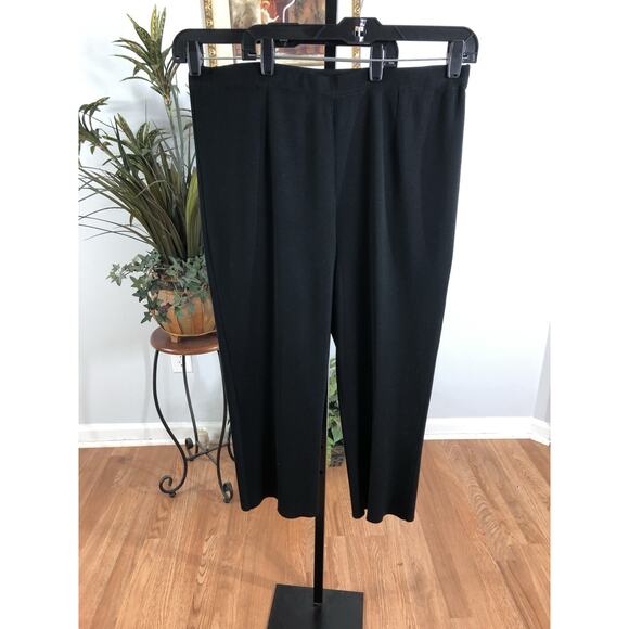 Ming Wang Womens Elastic Waistband High Rise Straight Ankle Pants Black XL Boho - Picture 1 of 6